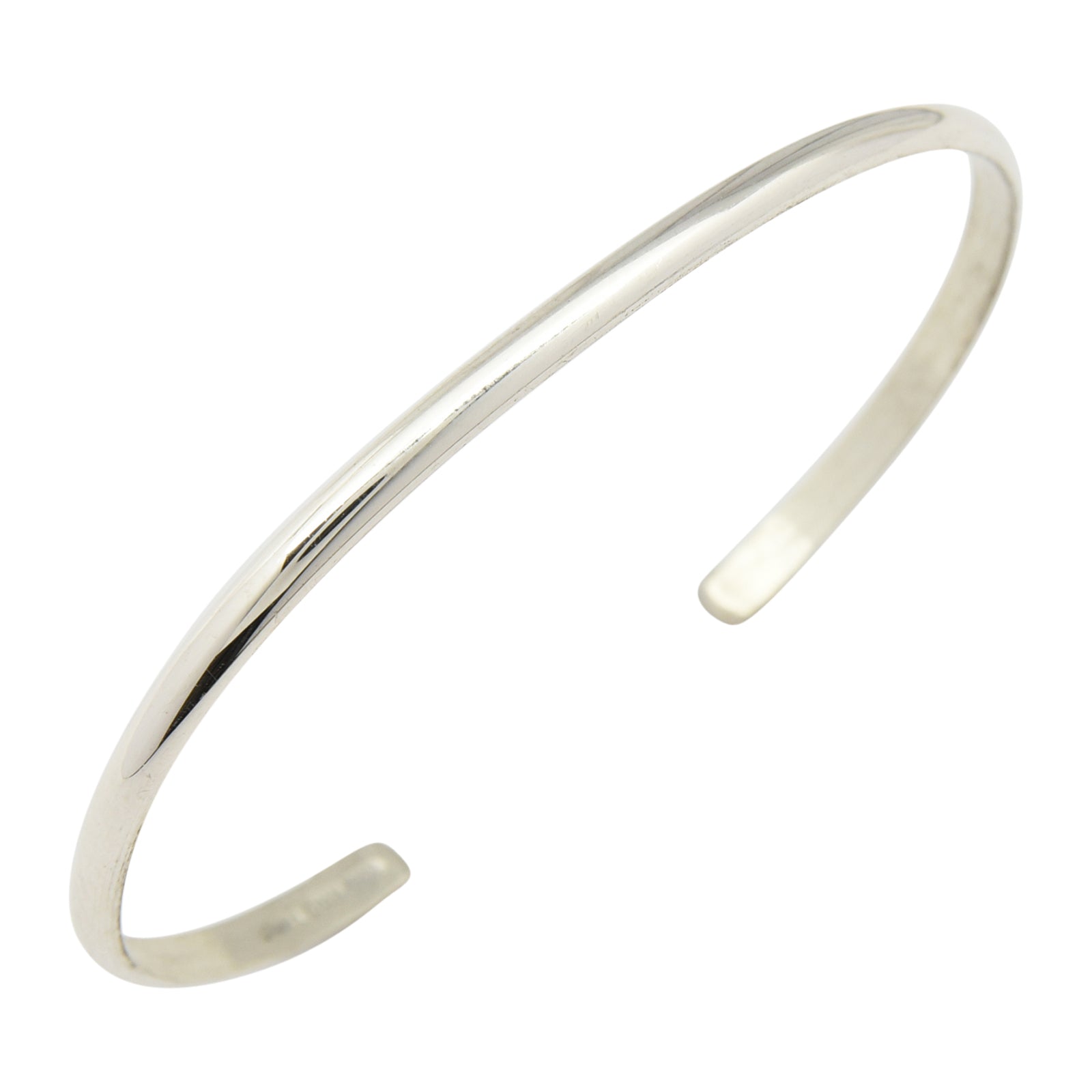 Elaine Tahe Sterling Silver Navajo Half Round Plain 3.2mm Bracelet