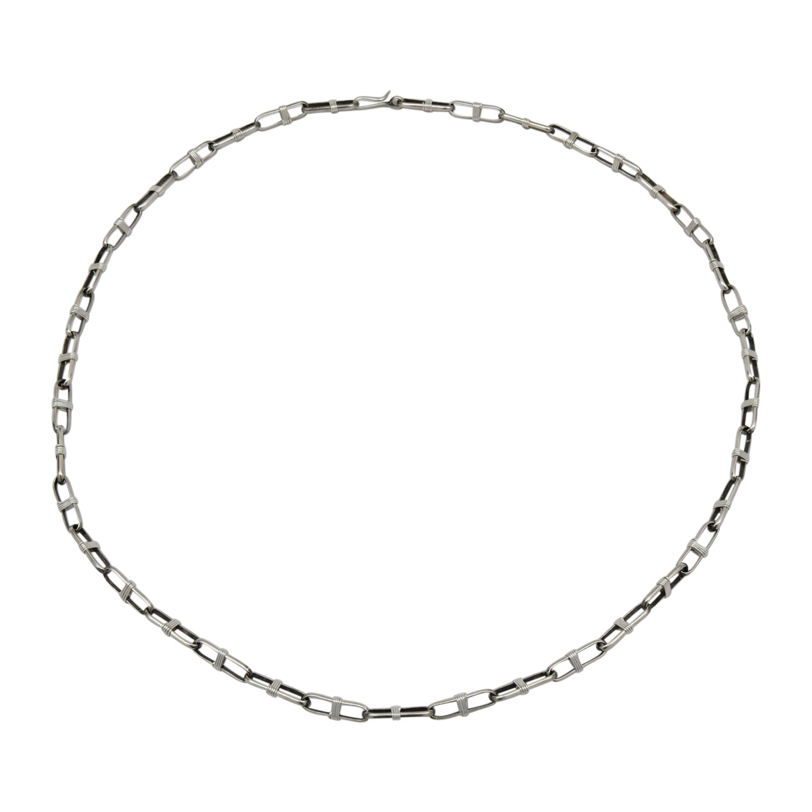 Sally Shirley Sterling Silver Navajo 14 Gauge Half Round Handmade Paper  Clip Chain. Available from 24