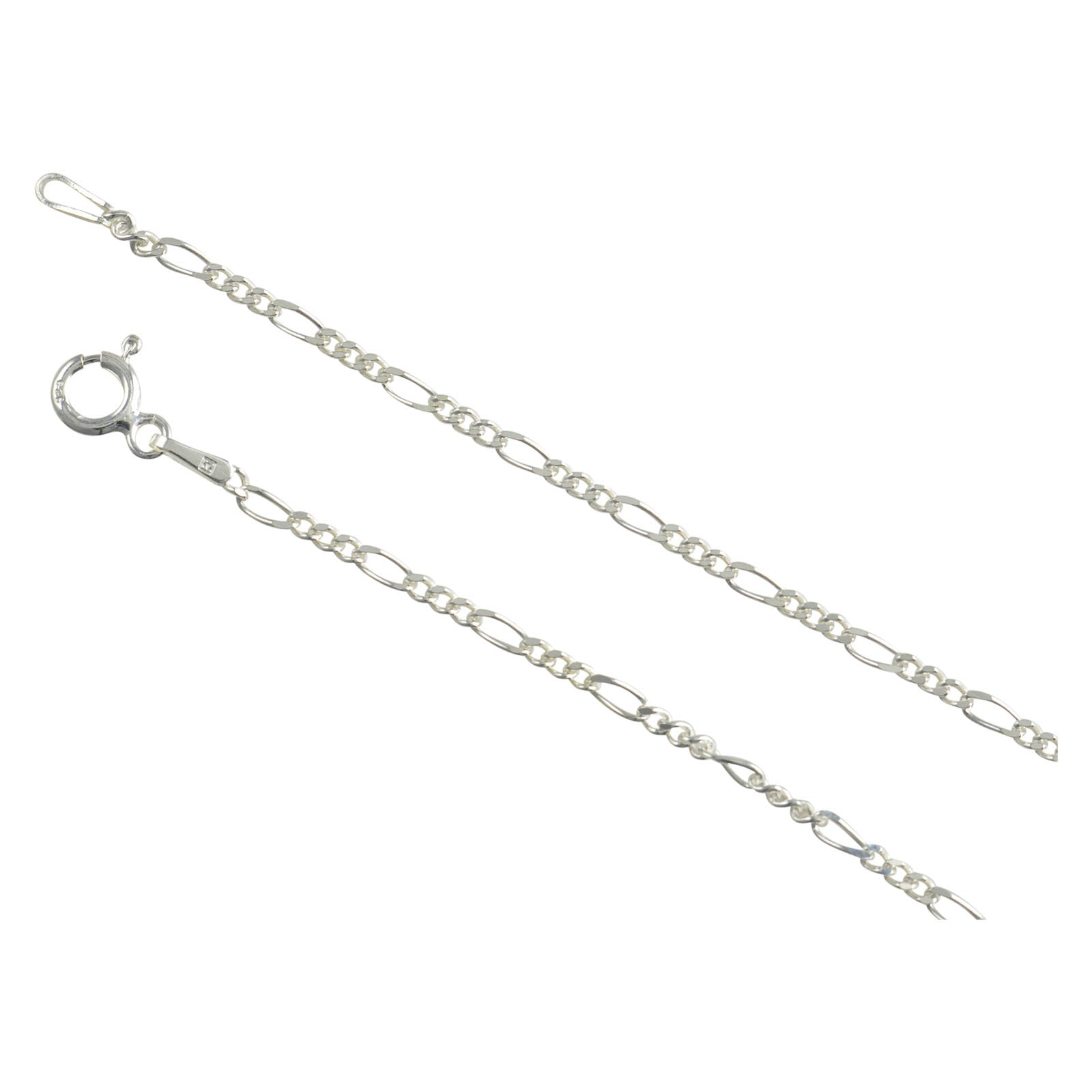 8mm Men's Figaro Link Chain Necklace Solid 925 Sterling Silver | JFM