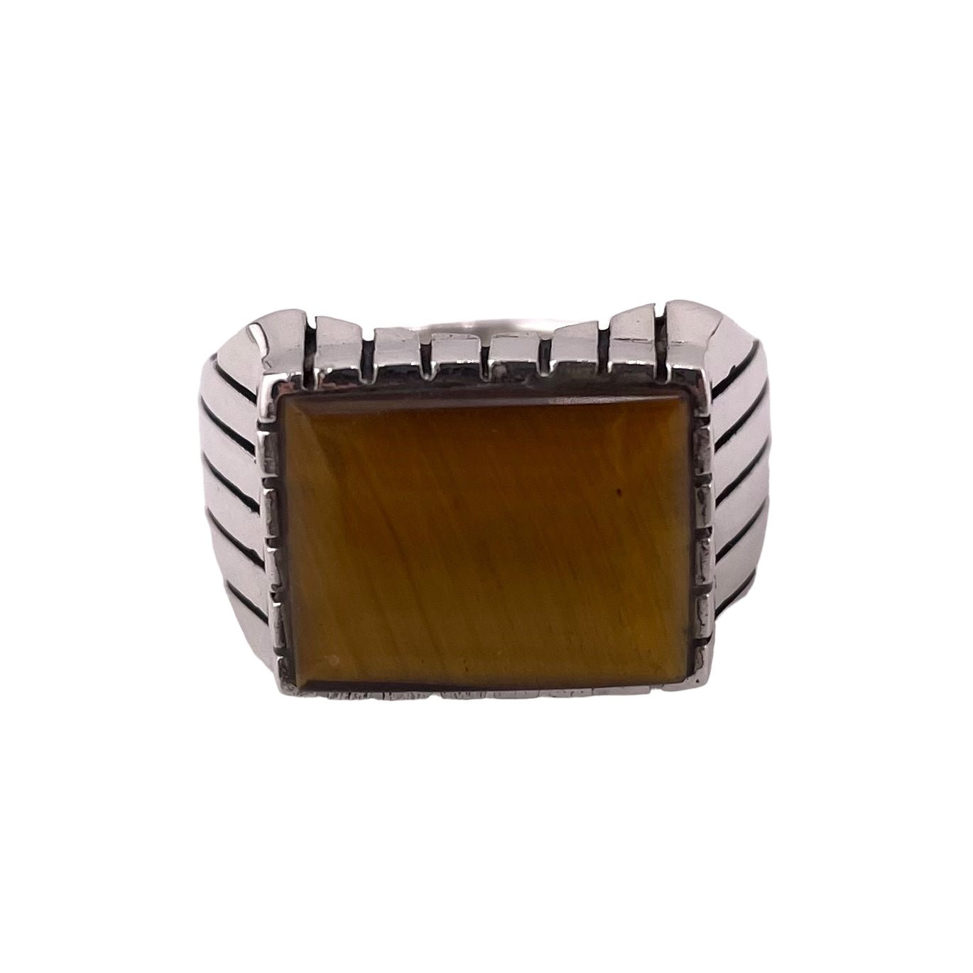 Tiger Eye Stone Ring Sterling Silver