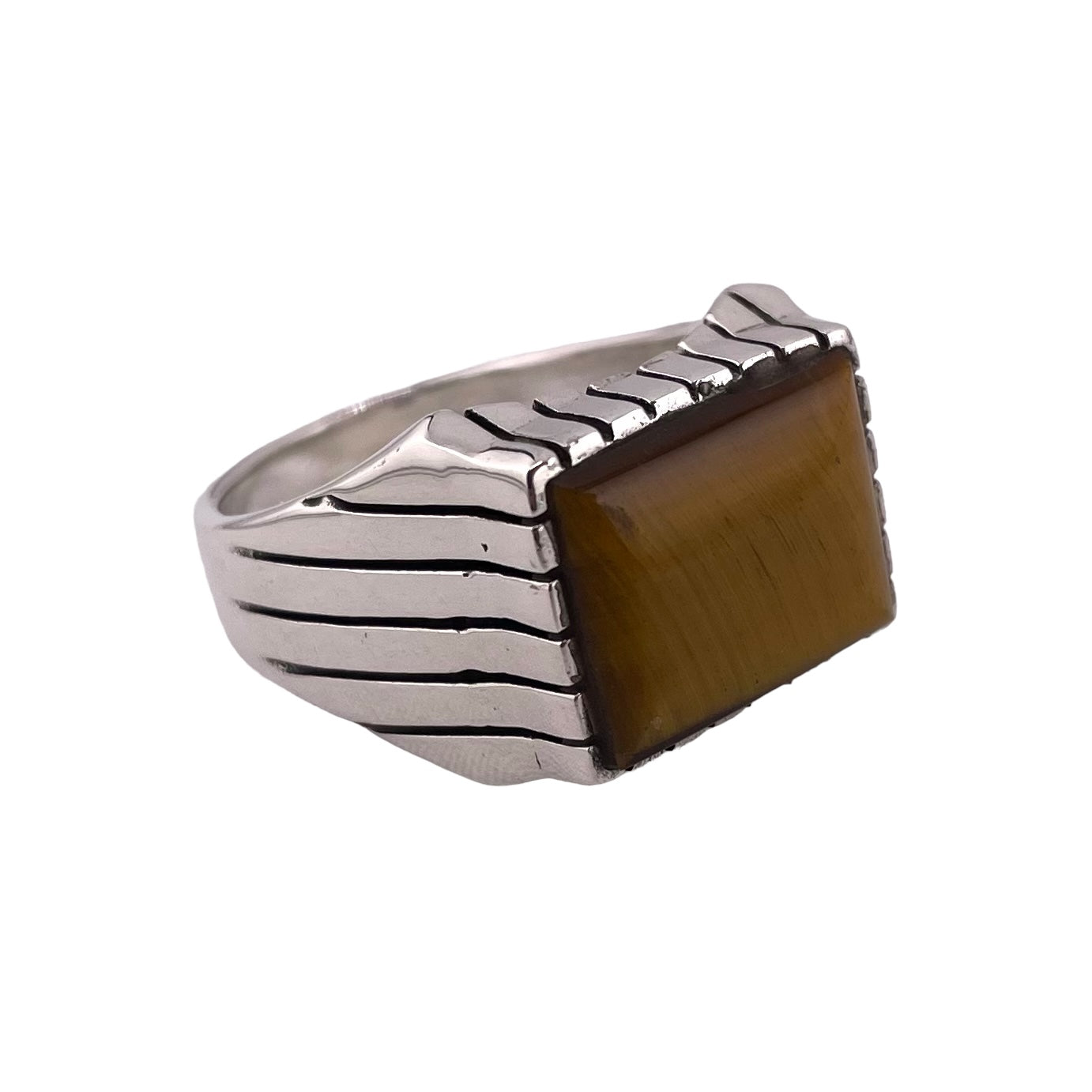 Tiger Eye Stone Ring Sterling Silver