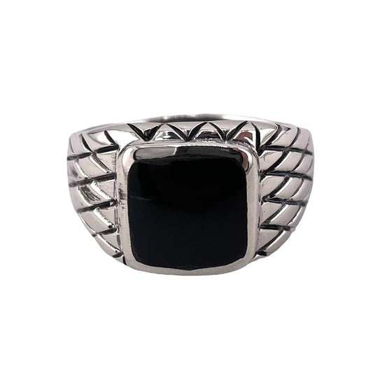 Black Onyx Stone Ring Sterling Silver