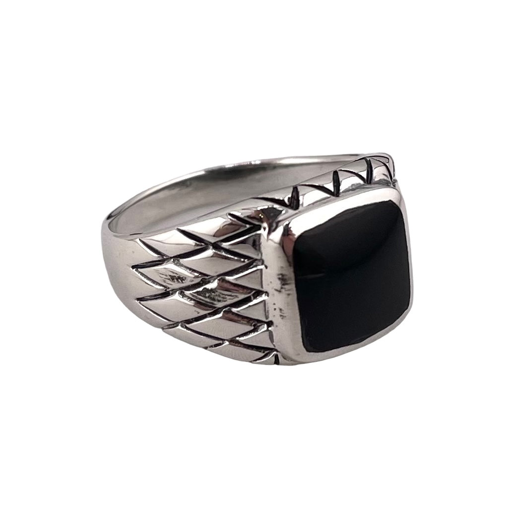 Black Onyx Stone Ring Sterling Silver