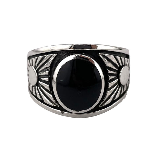 Black Onyx Stone Ring Sterling Silver