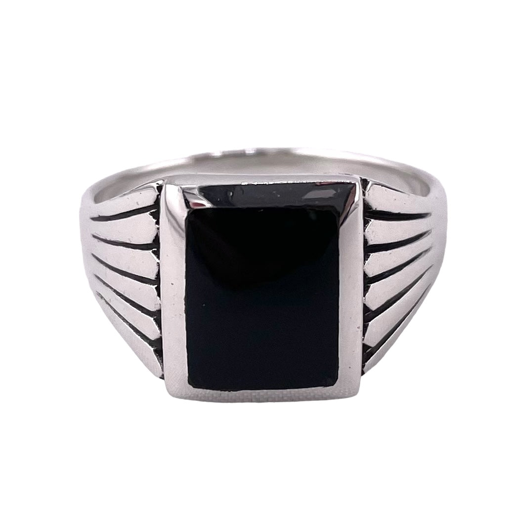 Black Onyx Stone Ring Sterling Silver