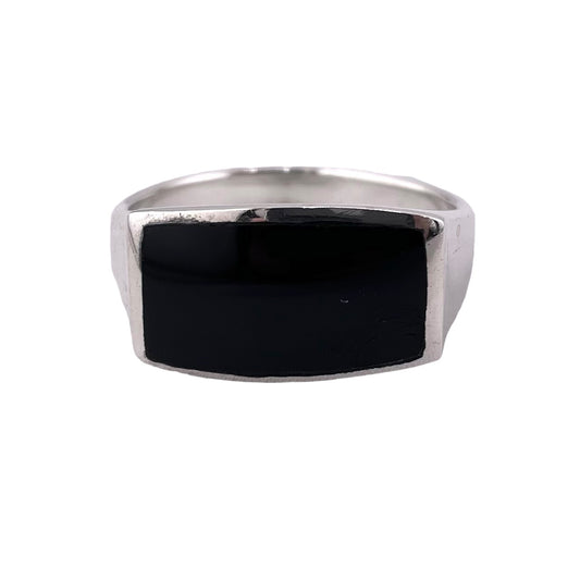 Black Onyx Stone Ring Sterling Silver