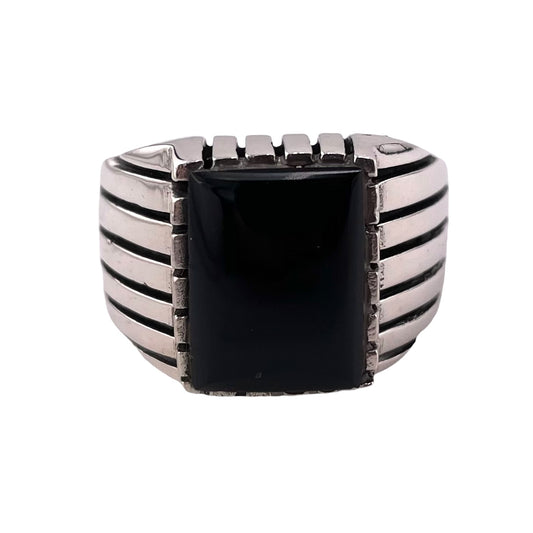 Black Onyx Stone Ring Sterling Silver