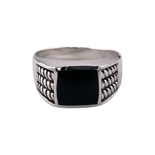 Black Onyx Stone Ring Sterling Silver