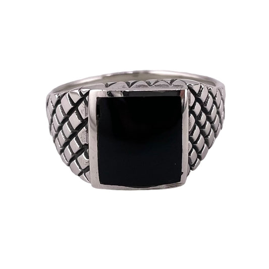 Black Onyx Stone Ring Sterling Silver