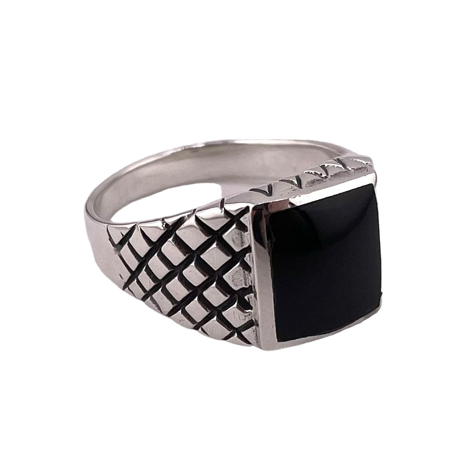 Black Onyx Stone Ring Sterling Silver