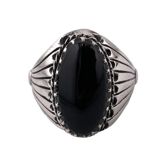 Black Onyx Stone Ring Sterling Silver