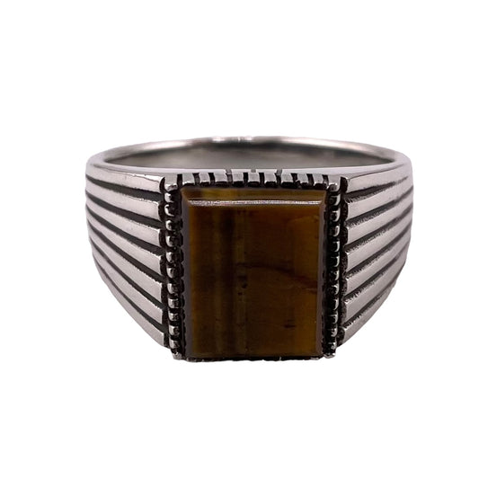 Tiger Eye Stone Ring Sterling Silver