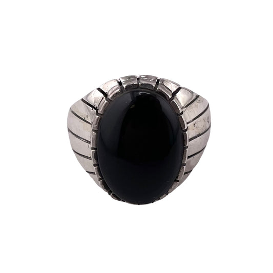 Black Onyx Stone Ring Sterling Silver