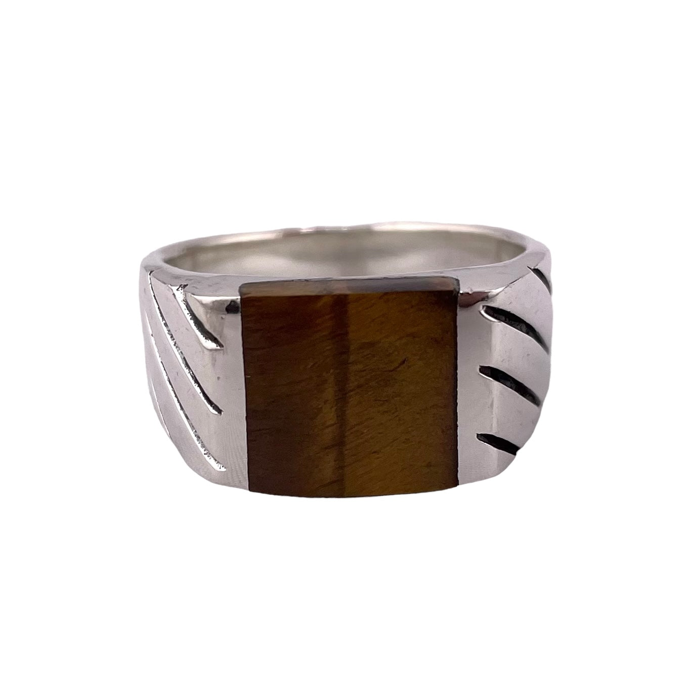 Tiger Eye Stone Ring Sterling Silver