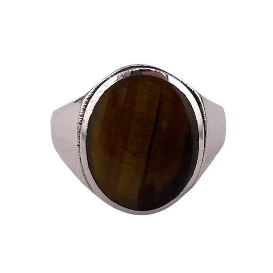 Tiger Eye Stone Ring Sterling Silver