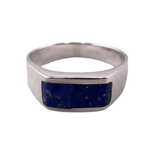 Lapis Inlay Stone Ring Sterling Silver