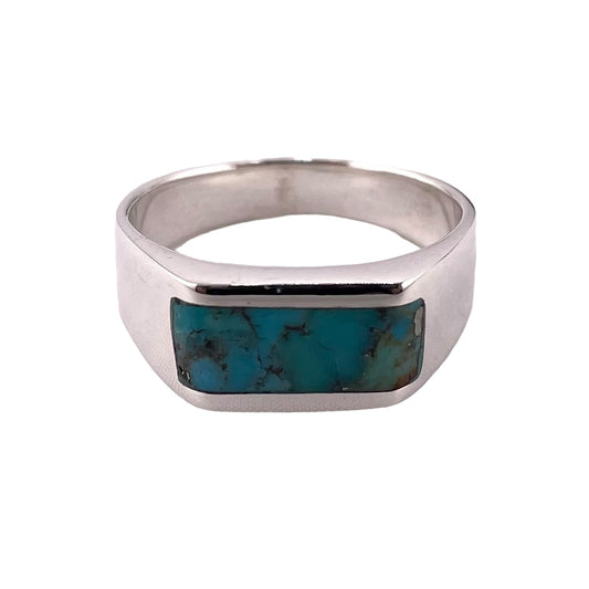 Turquoise Inlay Stone Ring Sterling Silver