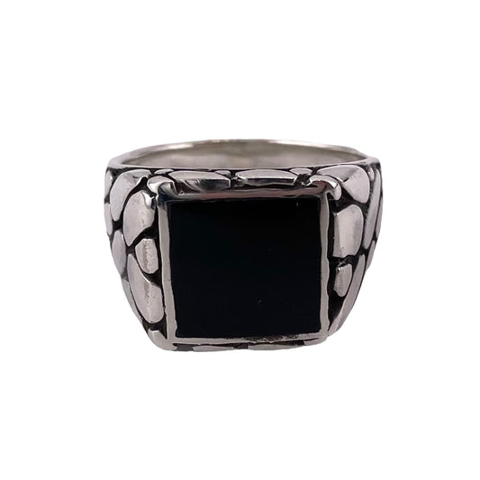 Black Onyx Stone Ring Sterling Silver