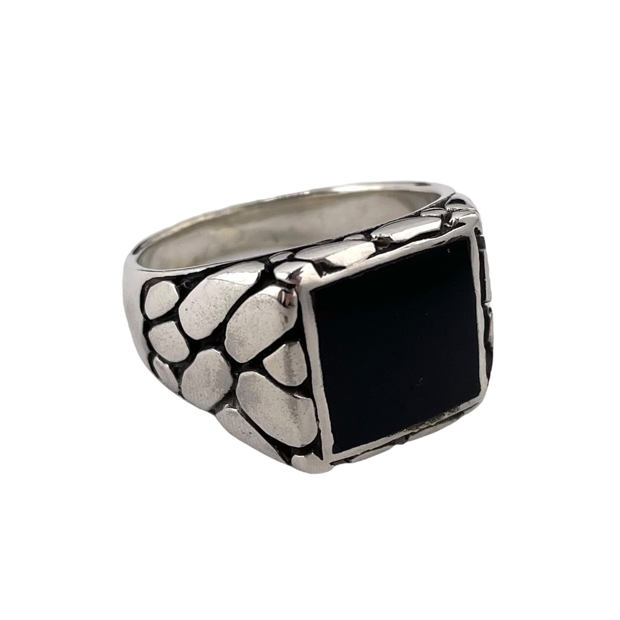 Black Onyx Stone Ring Sterling Silver