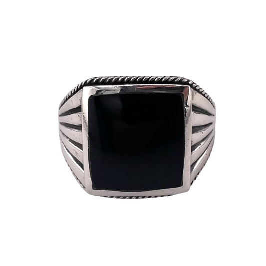 Black Onyx Stone Ring Sterling Silver