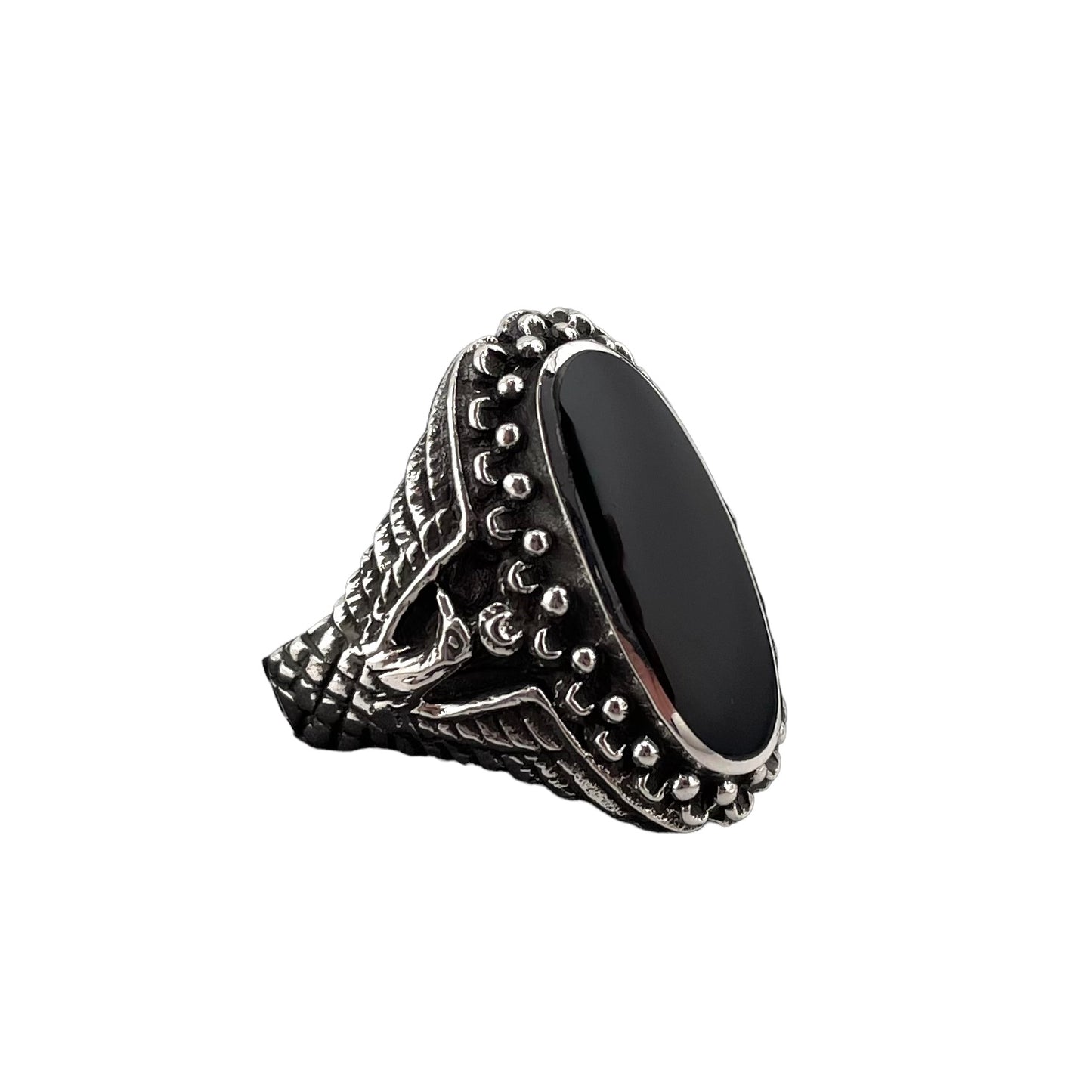 Eagle Black Onyx Stone Ring Sterling Silver