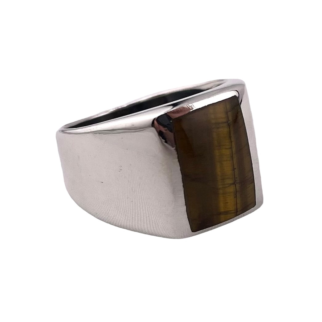 Tiger Eye Stone Ring Sterling Silver