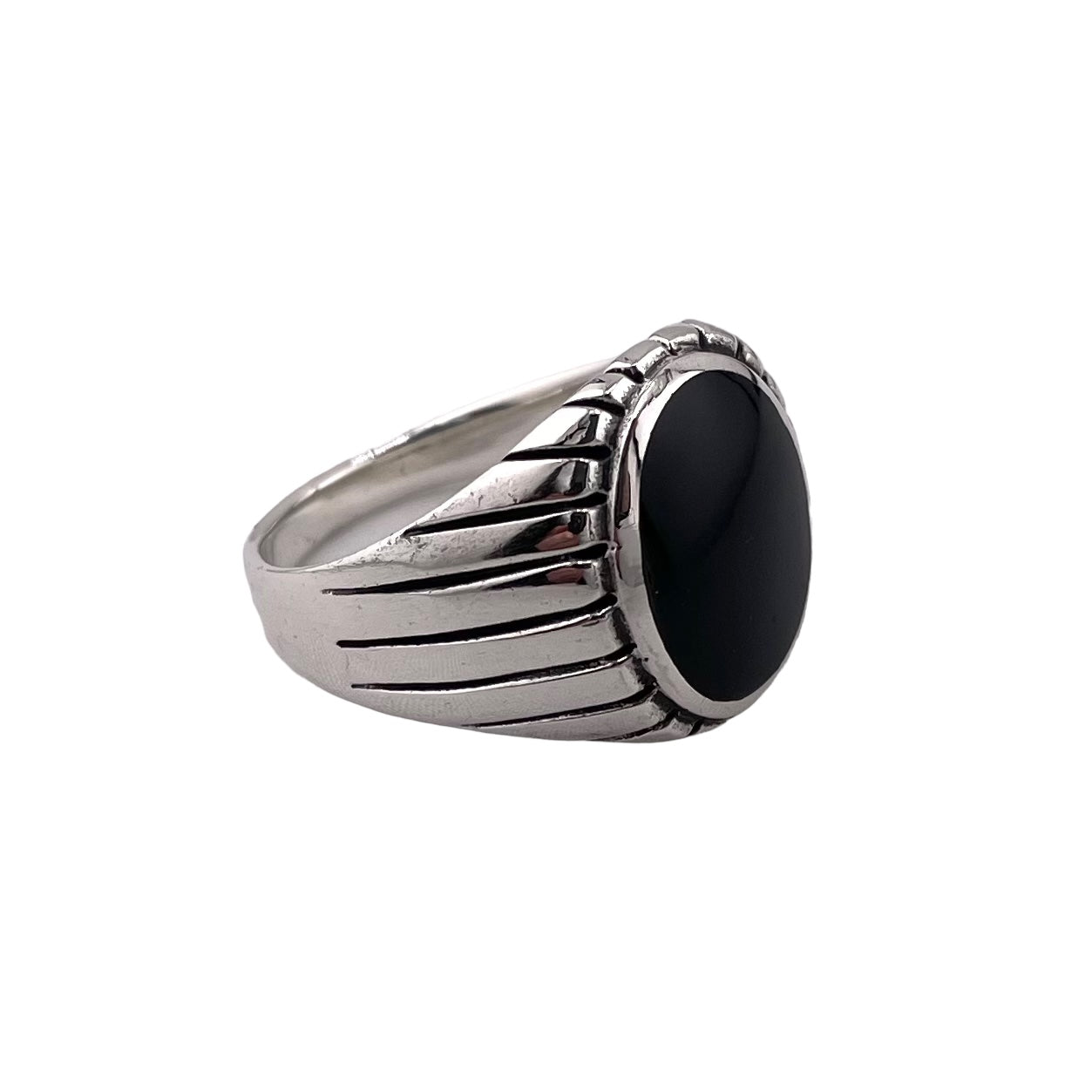 Black Onyx Stone Ring Sterling Silver