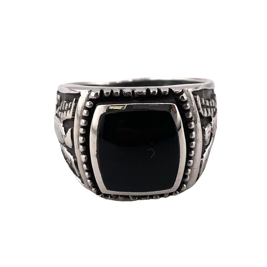 Black Onyx Stone Ring Sterling Silver