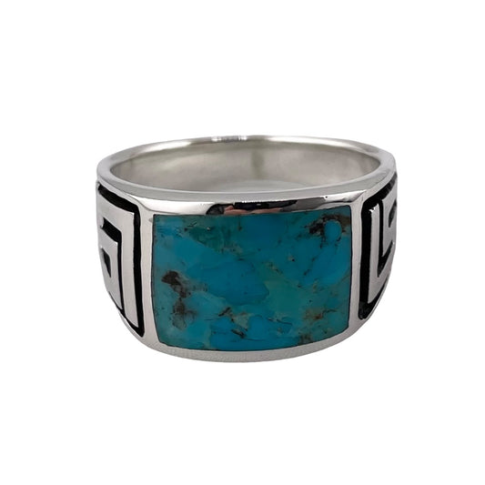 Turquoise Inlay Stone Ring Sterling Silver