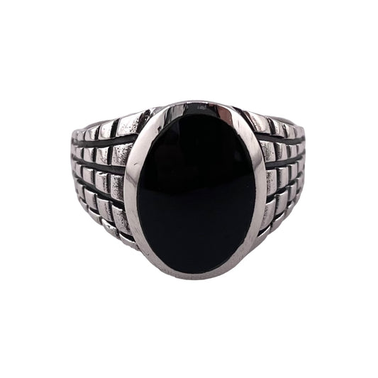 Black Onyx Stone Ring Sterling Silver