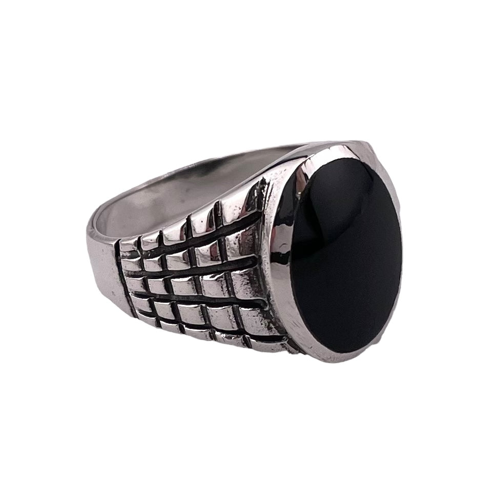 Black Onyx Stone Ring Sterling Silver