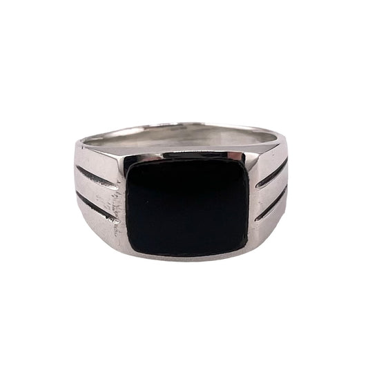 Black Onyx Stone Ring Sterling Silver