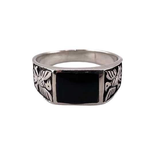 Black Onyx Stone Ring Sterling Silver