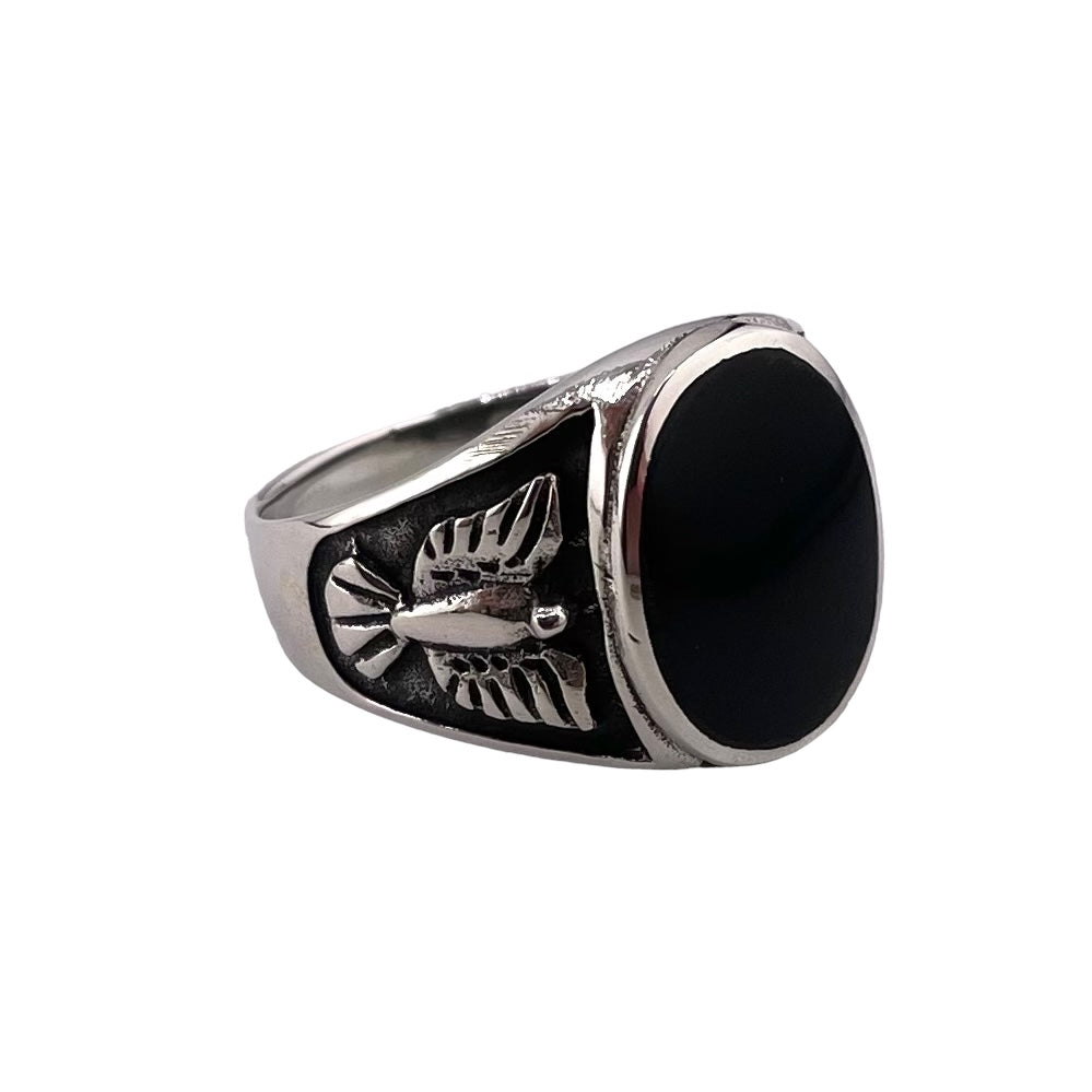 Black Onyx Stone Ring Sterling Silver