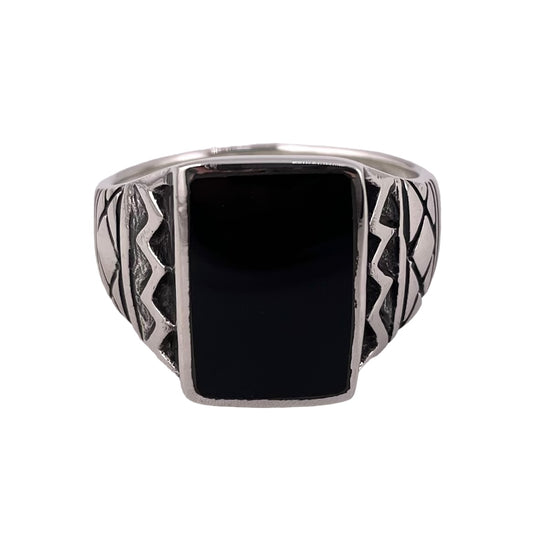 Black Onyx Stone Ring Sterling Silver