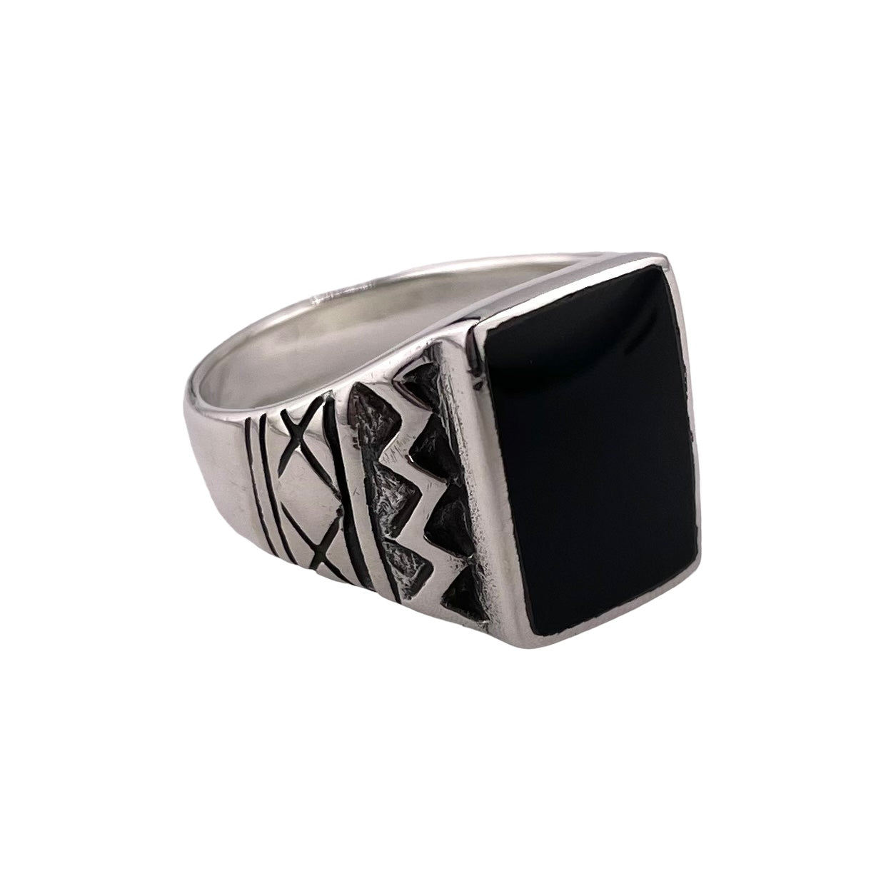 Black Onyx Stone Ring Sterling Silver