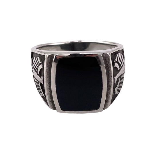 Black Onyx Stone Ring Sterling Silver