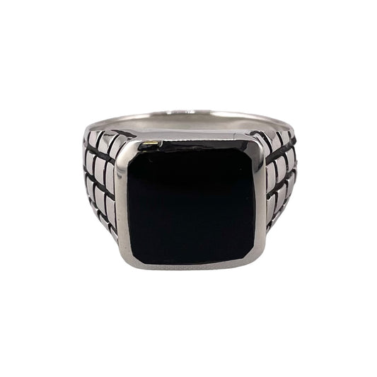 Black Onyx Stone Ring Sterling Silver