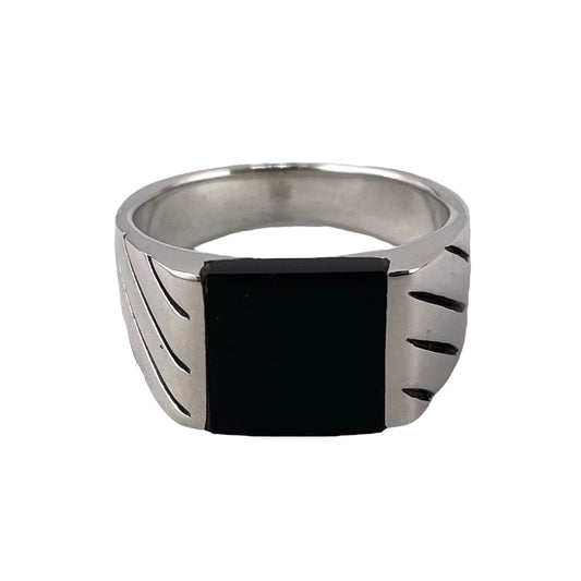 Black Onyx Stone Ring Sterling Silver