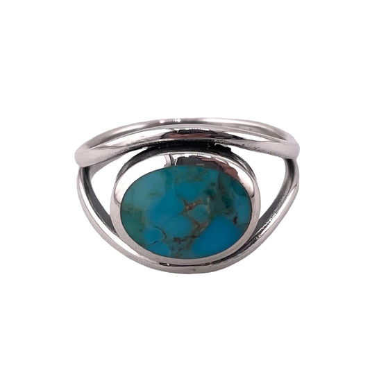 Turquoise Stone Ring Sterling Silver