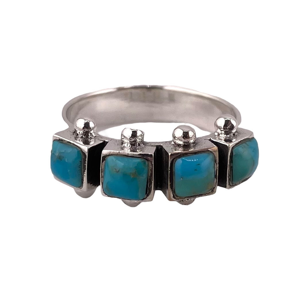 Turquoise 4-Stone Ring Sterling Silver