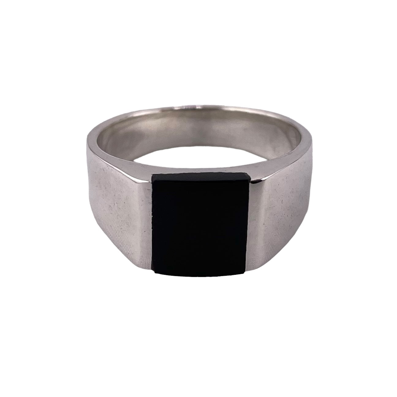 Black Onyx Square Stone Ring Sterling Silver