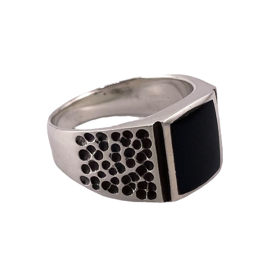 Black Onyx Square Stone Ring Sterling Silver