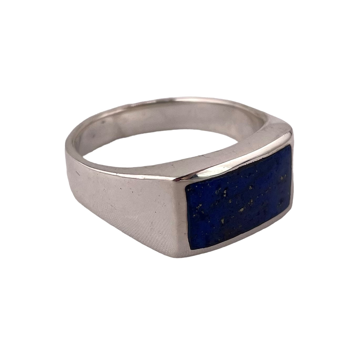 Lapis Rectangle Stone Ring Sterling Silver