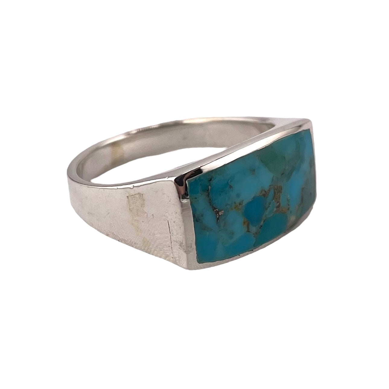 Turquoise Rectangle Stone Ring Sterling Silver