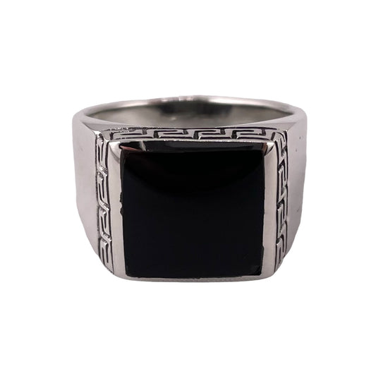 Black Onyx Square Stone Ring Sterling Silver