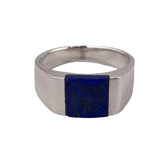 Lapis Square Stone Ring Sterling Silver