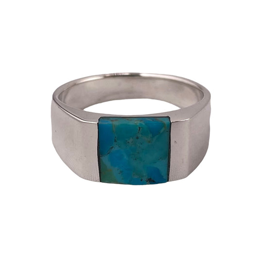 Turquoise Square Stone Ring Sterling Silver