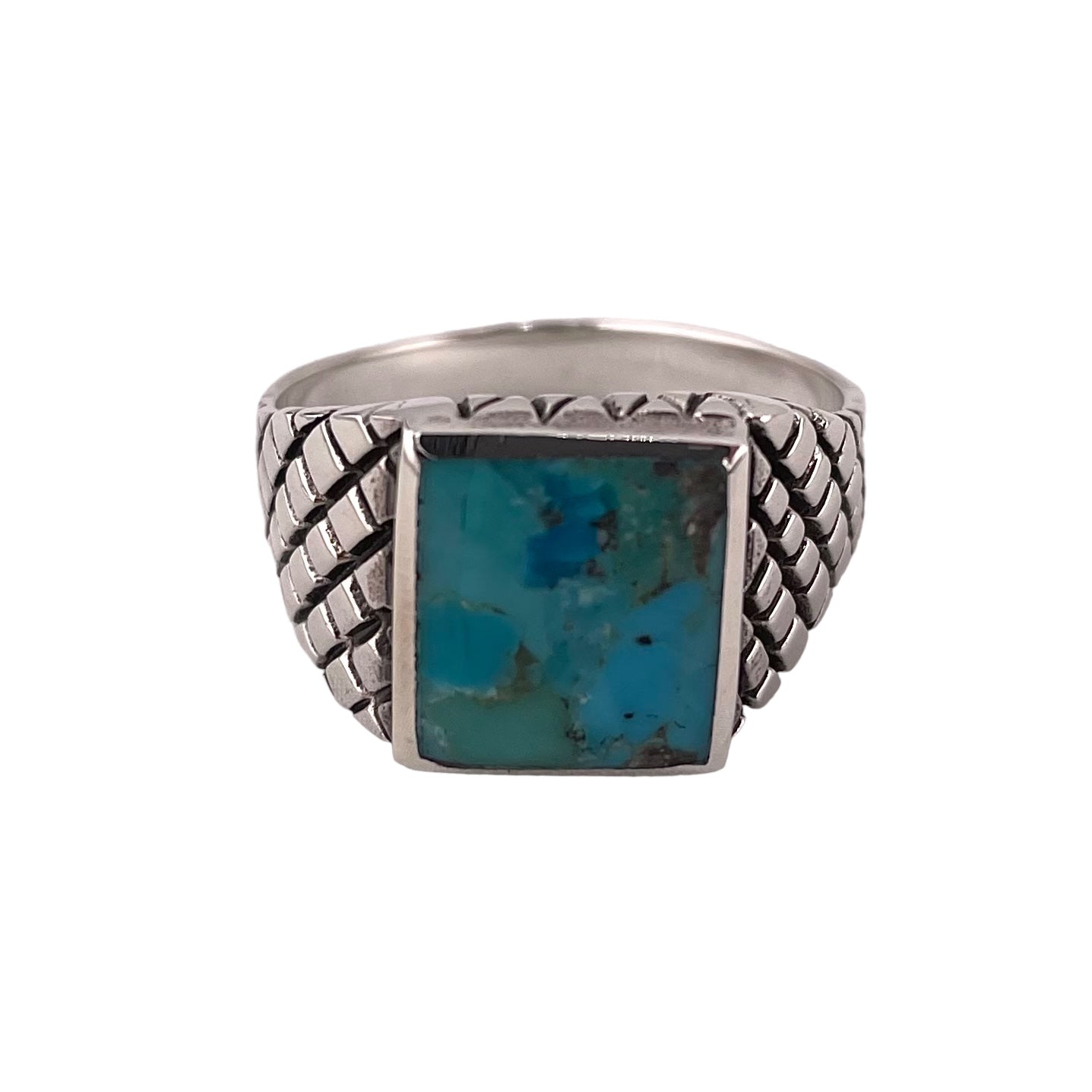 Turquoise Square Stone Ring Sterling Silver