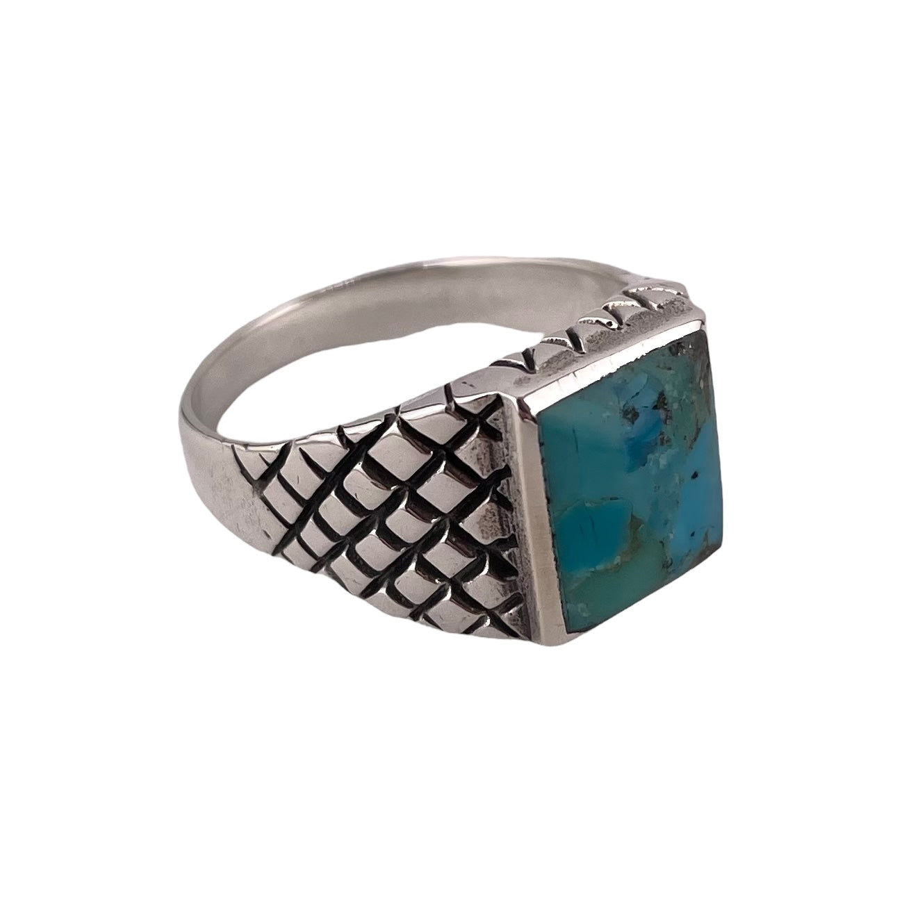 Turquoise Square Stone Ring Sterling Silver